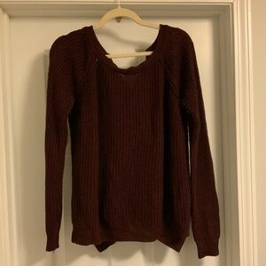 Casual Women's Burgundy Knit Sweater